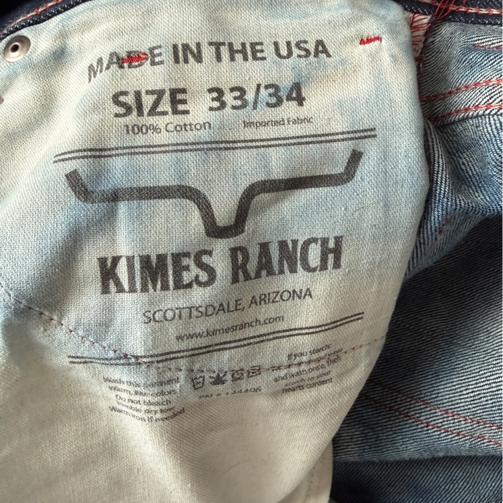 Kimes Ranch 33x34 Dark Blue Denim Jeans with Red Stitching - Picture 3 of 7